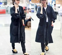 Tong Liya star same 2021 early autumn new long thin windbreaker loose casual baseball jacket women