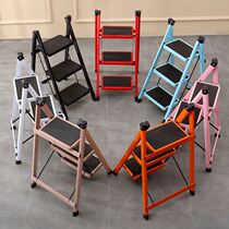 Folding household three-step small climbing ladder stool dual-purpose change herringbone step ladder small multifunctional high bench thickening room