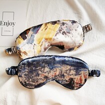Abstract painting Silk eye mask Sleep shading breathable men and women relieve eye fatigue Student suit with earplugs Dust bag