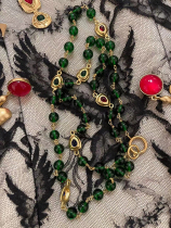 TRACY CHU in retro colorful glass long necklace