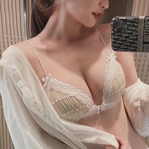Pregnant women breast-feeding bra ultra-thin models gathered without steel ring big chest small summer sexy front buckle French bra set