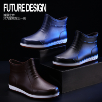 Water shoes mens rain boots short tube rain shoes waterproof shoes mens water boots rubber shoes waterproof non-slip fashion work shoes fishing shoes