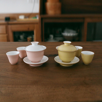 Glutinous rice porcelain) Jingdezhen summer fresh tea bowl Thin tire cover bowl Tea set Tea cup Tea cup Tea cup