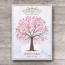Wedding School Graduation Opening Birthday Anniversary Fingerprint Sign-in Tree Pink Creative Signature Box Signature Book Custom