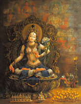 The portrait of the Buddha is bound to the portrait of the Buddha. The portrait of the Buddha is exquisite and the portrait of the White Tara in Tantric Buddhism is plastic-sealed and dedicated to the portrait.