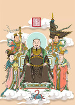 The portrait of Zhenwu Emperor photo paper plastic seal is connected to the painting of the Taoist hanging picture