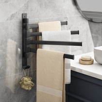 Toilet non-perforated towel rack bathroom folding activity multi-Rod rotating towel bar wash table towel hanging shelf