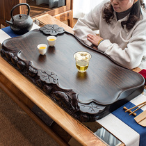 Whole log ebony tea tray solid wood small carved home tea table Tea Sea drainage kung fu tea set