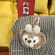 Japanese and Korean cartoon autumn and winter plush girl heart cute bear head Three-dimensional coin purse lanyard small card bag