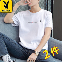 2021 new playboy summer mens short-sleeved white T-shirt pure cotton t-shirt half-sleeve trend brand top clothes