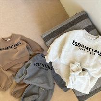 Boy Garsuede suit Autumn Winter 2023 new boy thickened blouses pants Children sports necropolis Two sets
