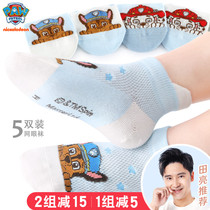 Wang Wang Team childrens socks cotton socks summer thin mesh boys big children baby short socks boat