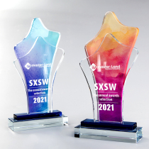 The new 2021 Crystal Trophy is set to make creative medal souvenirs free engraved glass trophy authorized cards