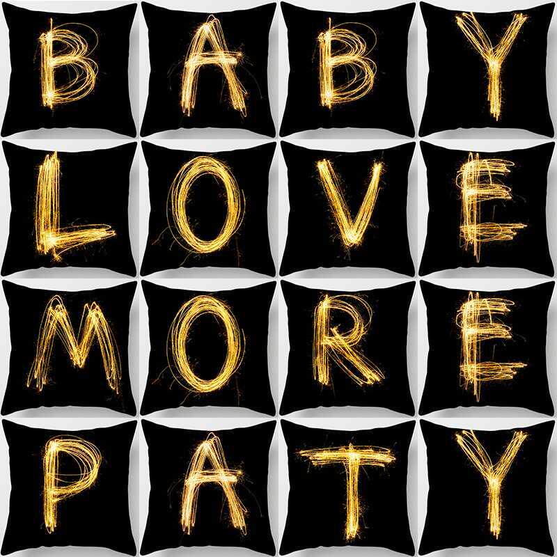 European style simple style black spark English letter peach leather velvet pillowcase sofa cushion cushion burst