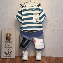 Boys summer clothing short sleeve suit 2022 new ocean gas boy baby Summer tide children trendy foreign air Two sets