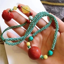 Good decoration multi-color treasure pavilion hand-woven green pine south red clavicle chain pendant