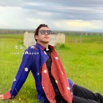 1376] Mens solid color short Tibetan Tibetan clothing Tibetan ethnic style Tibetan outer coat coat