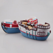 Resin pirate ship model Mediterranean cannon pirate ship childrens fish tank study ornaments 24cm length