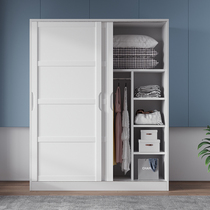 Wardrobe solid wood home bedroom modern simple sliding door storage storage storage cabinet economical sliding door wardrobe