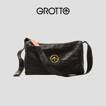 GROTTO Le no sexism Black stone bag Italian Sheepskin crossbody bag Trendy cool large capacity shoulder bag