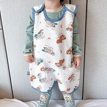  Japan autumn and winter baby childrens vest sleeping bag padded long warm vest nightgown baby one-piece home service