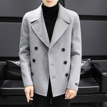 Light luxury double-sided cashmere coat men's short fashion double-breasted suit wool wide collar suit autumn and winter woolen coat