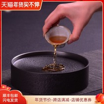 Pure tin tea tray Retro jianshui tea wash rock pattern pot inherits the home dry brewing table kung fu tea set purple sand round pot holder