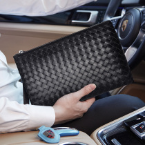 New mens handbags genuine leather handbags Fashion Woven Long clip Handbag Letter Enveloping Men Business Casual Hands Grab Bag
