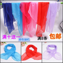 2021 new sailor dance red summer thin long gauze female solid color all-match small square color dancing silk scarf