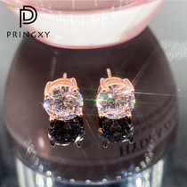 Non-fading 18K rose gold four-claw inlaid moisanishi earrings simulation diamond high to earrings diamond stud female