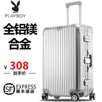 Playboy all magnesium aluminum alloy luggage case metal business luggage for men and women 24 inch 26 inch hard suitcase tide