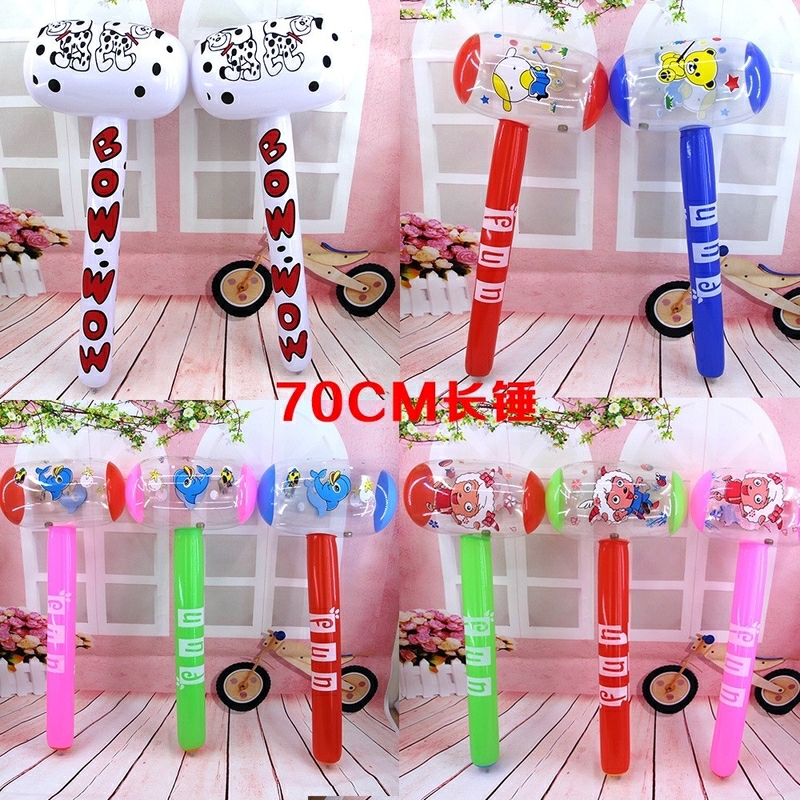 70cm inflatable hammer with bell for children cartoon large children knocking balloon plastic toy game props