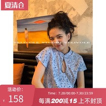 VELIVOLE PEAR VORTEX CHINESE style PAPER MAN MODIFIED CHEONGSAM DRESS SUMMER RETRO YOUNG FLORAL SKIRT for WOMEN
