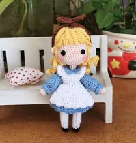 (088)Little cute Alice girl crochet illustration Handmade wool tutorial doll doll crochet illustration