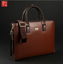 First layer cowhide shoulder bag tote bag men real imported cowhide mens bag business computer bag briefcase business bag