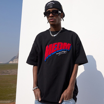 MEDM Tide Card Diagonal Volleyball Logo Towel Embroidery Compassionate Couple Country Tide Blouse Spring Summer Short Sleeve T-shirt Male and female loose