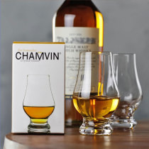 Chamvin Standard smelling Whisky Cup ISO Scottish Crystal tall tasting Kane wine glass lettering color box