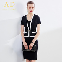 AD high-end socialite summer career suit skirt temperament small fragrance black high-waisted small suit fashion overalls