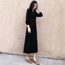Black Blazer Collar Dress Fall 2022 New Womens Long Sleeves Waist Thin French Hepburn Temperament Long Skirt