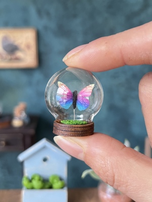 taobao agent Micro -shrinking butterfly glass cover BJD six points Blythe blind box OB11 baby house furniture ornaments soldiers mini decoration