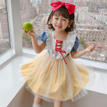 2021 girls summer dress new Korean Snow White children short sleeve dress baby Foreign style Net red princess dress
