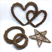Rattan circle Round five-pointed star Heart-shaped Christmas rattan ring naked ring DIY Christmas Kindergarten decoration