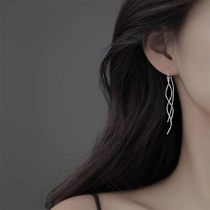 Wavy Ear Line Woman Pure Silver Temperament Anti-Allergy Long flow Soar chill Wind minimalist High sense Light Extravagant Earrings