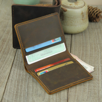 Handmade Wallet Man Mad Marpi Mini Wallet Man Short head layer Bull Leather Retro Leather clip Student Money Clip