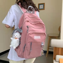 Tide large capacity bookbag female college students 15 6 inch computer package Han Edition high school ulzzang canvas shoulder bag