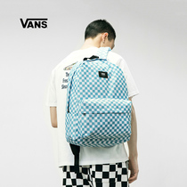Vans official milk blue classic LOGO checkerboard mens and womens couple backpack