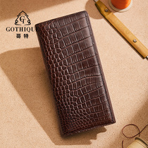  Gothic imported real crocodile leather wallet mens long multi-card leather wallet thin fashion two-fold wallet card bag