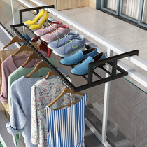 Punch-free multifunctional shoe rack outdoor balcony railing drying rack anti-theft net guardrail drying quilt single artifact