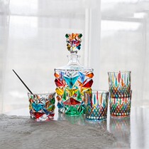 Italy imported ZECCHIN enamel color creative crystal handmade glass Western wine glass water glass whisky glass