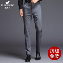 Fugui bird trousers mens high slim mens autumn pants small feet spring and autumn gray trousers business casual mens pants